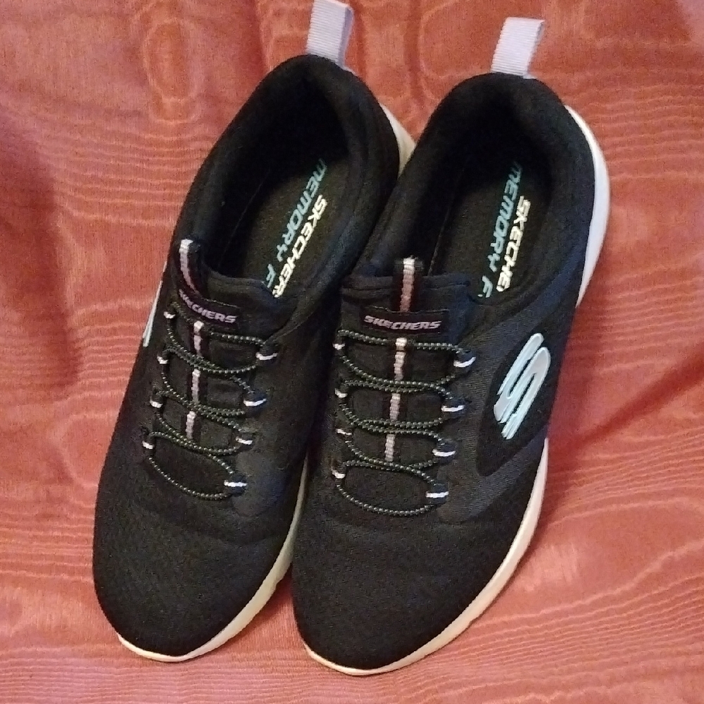 Skechers Black Athletic Shoes with White Accents